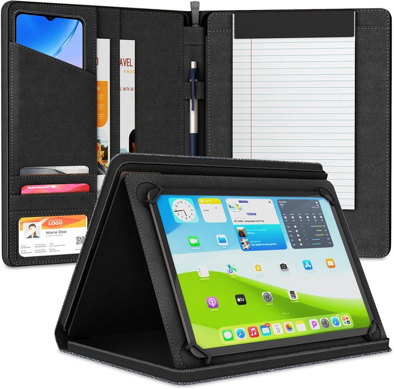 KHOMO Universal Padfolio Case – Tablet Portfolio Organizer with Notepad Holder – Compatible with iPad 10th 11th Gen, iPad Pro 11, iPad 7 8 9 10.2 10.9 and 9.7 inches - Image 1